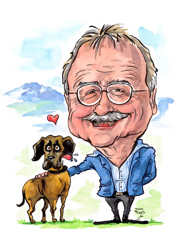 Geschenkidee Haustier Portraet malen ab Foto, Mann, Hund, Pilatus
